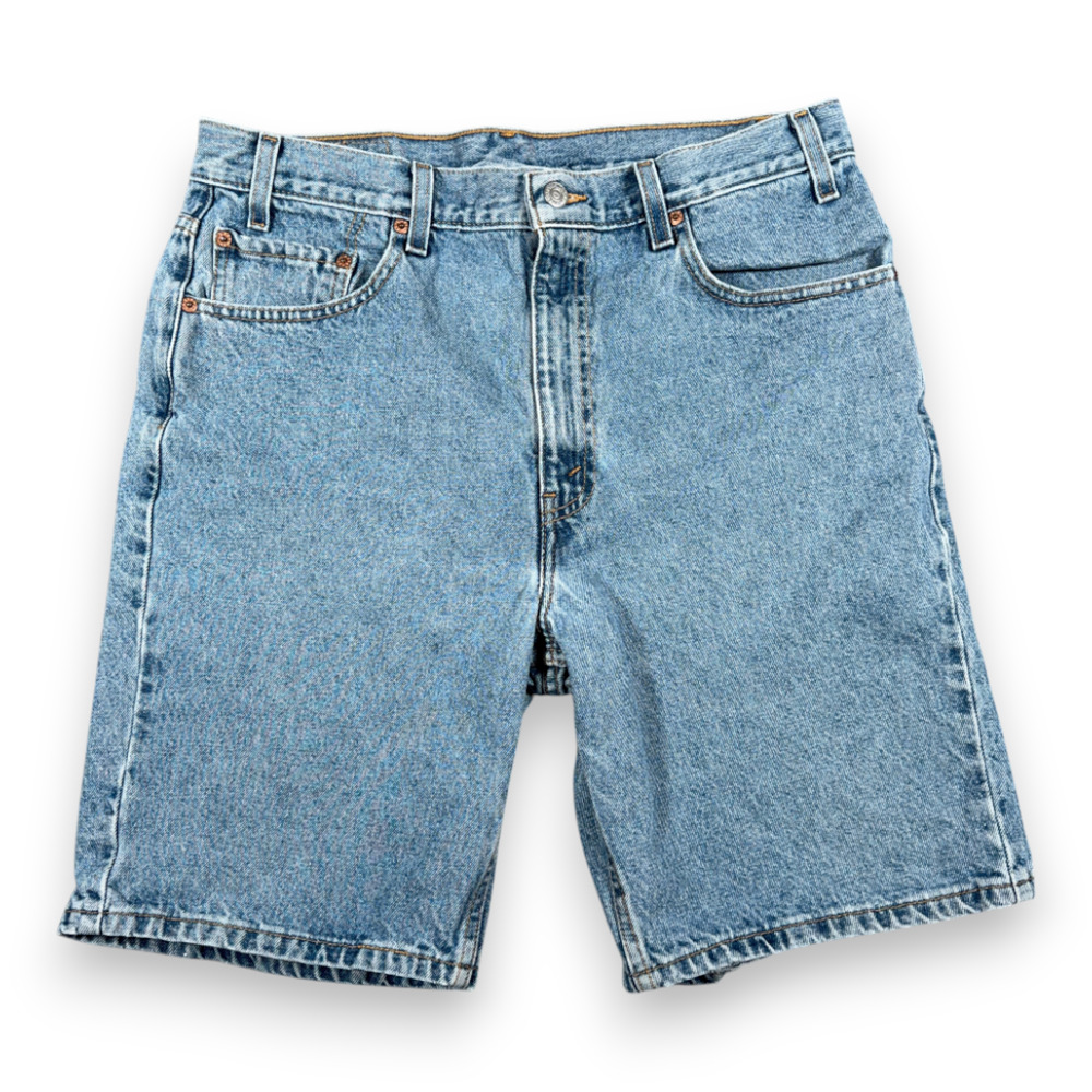 Vintage Levis Jean Shorts Mens 34 Blue Light Wash Denim 505 Regular Fit Y2K